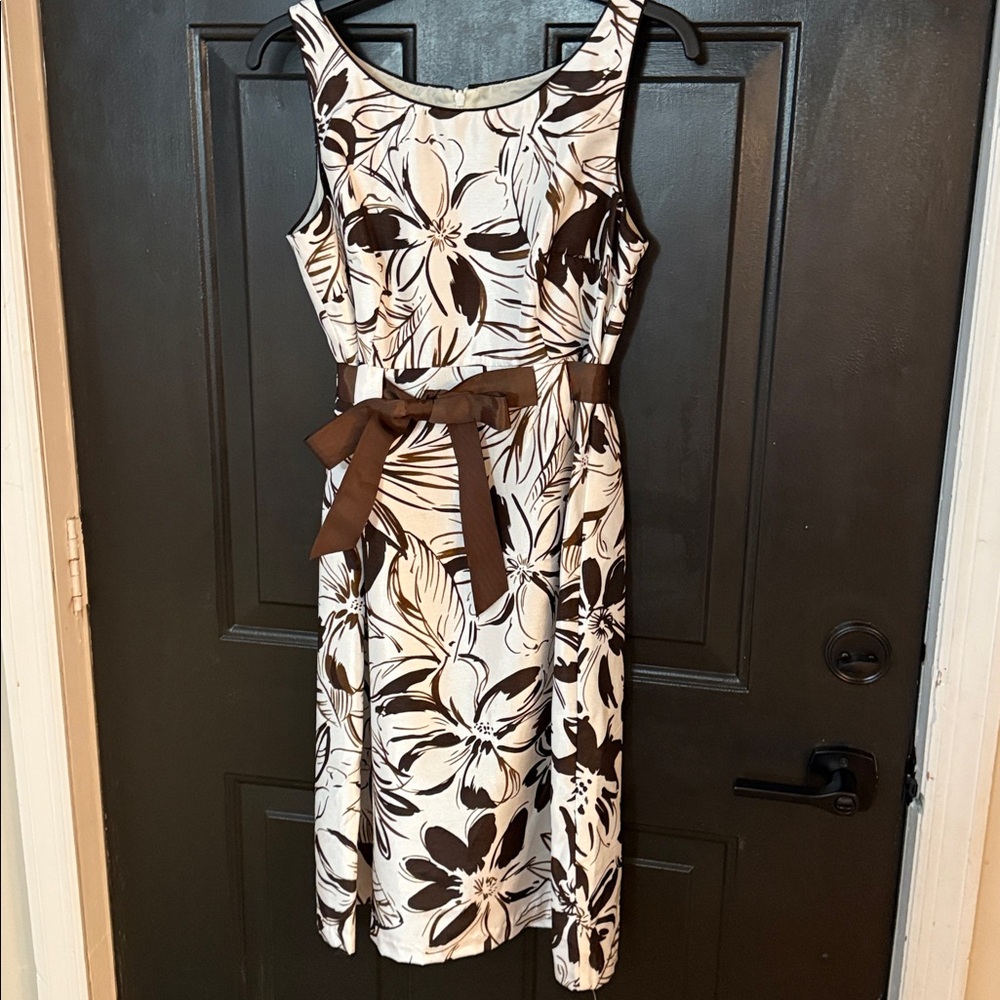 Sheri Martin Brown and White Floral Dress